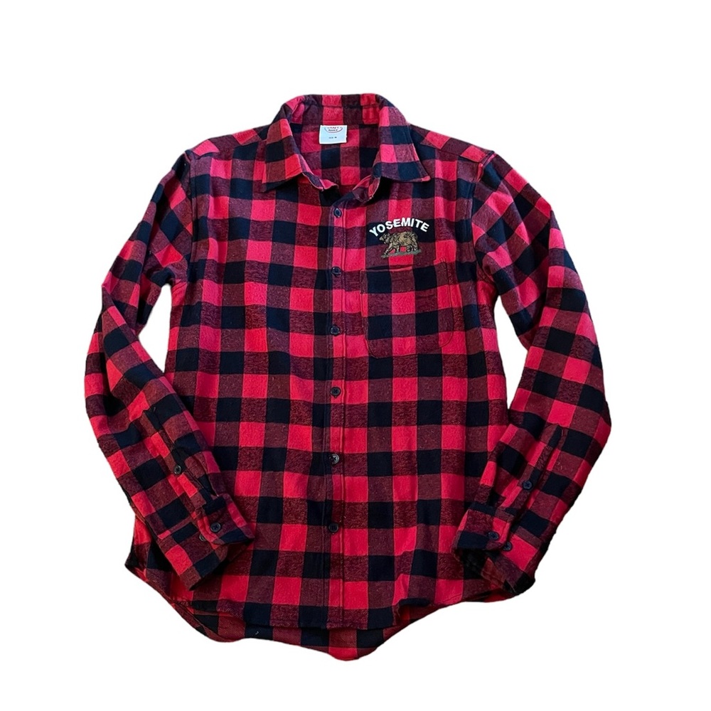 Buffalo Plaid Button-Up Men’s Shirt w/Yosemite Embroidered size Medium